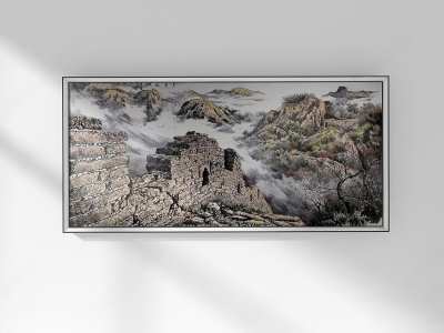 中式山水装饰画3D模型下载